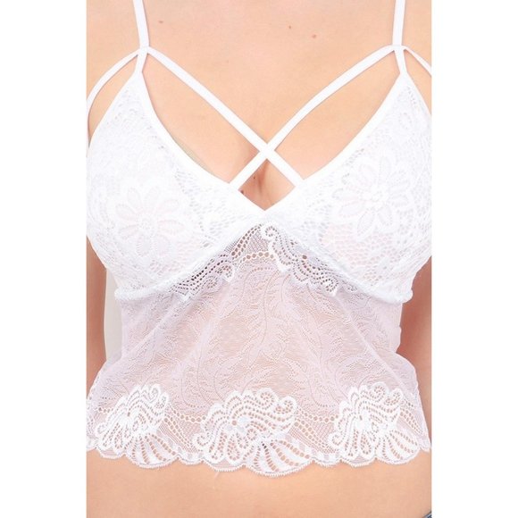 Bralette. Camisole. White Lace. Padded. Size Large. New Mix Brand. - Picture 5 of 5